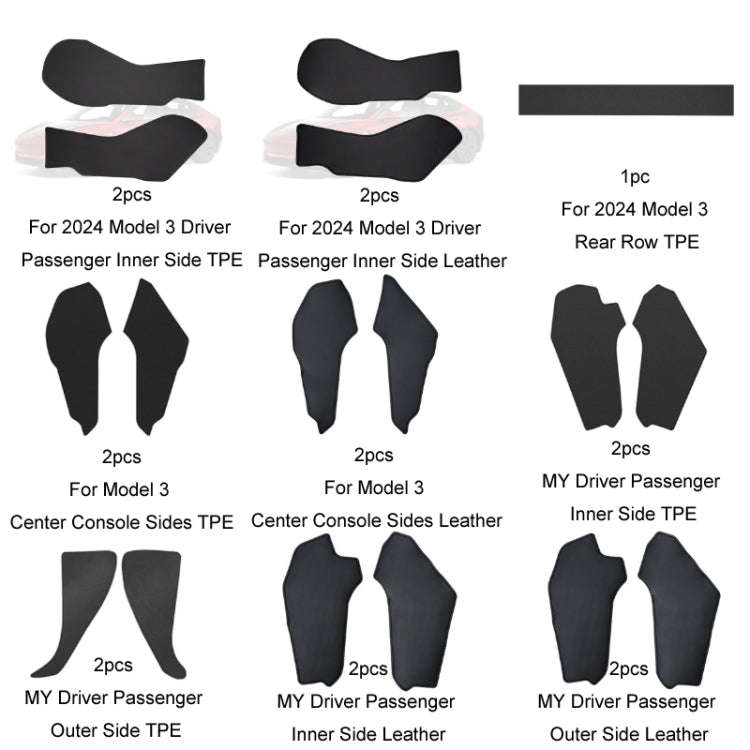 For Tesla Center Console Side Anti-kick Protective Pad, For 2024 Model 3 Driver Passenger Inner S...