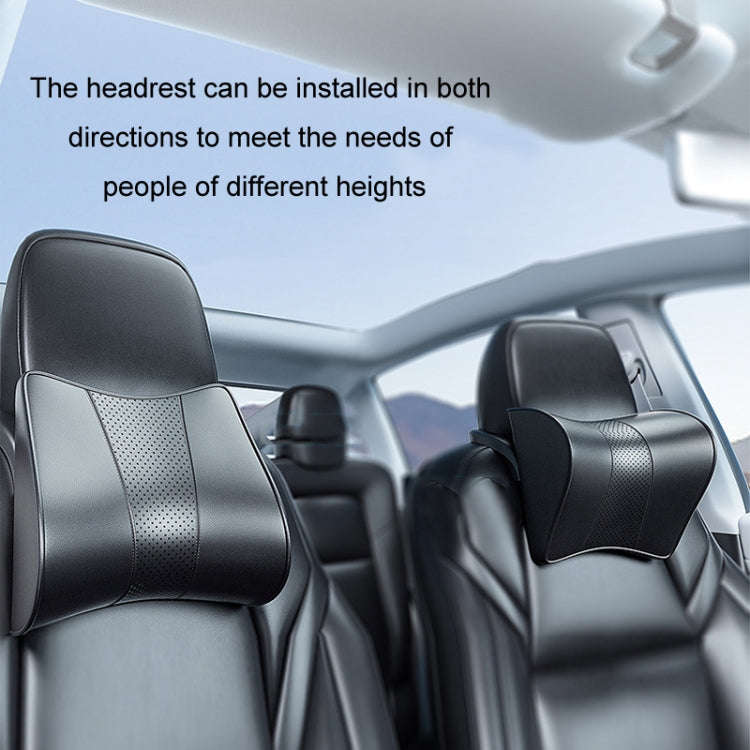 For Tesla Model 3/Y Car Memory Foam Headrest, Microfiber, Leather, Cloth