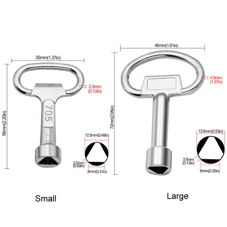 5pcs Water Valve Chassis Triangular Key Wrench, Large, Small