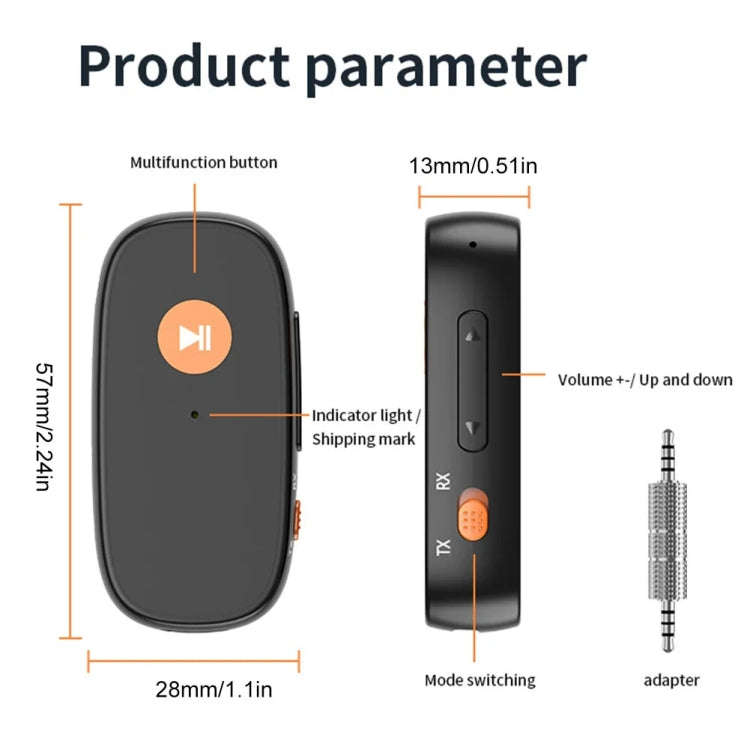 2-in-1 AUX Car Bluetooth Receiver Transmitter Hands-free Call Adapter Converter, 2-in-1