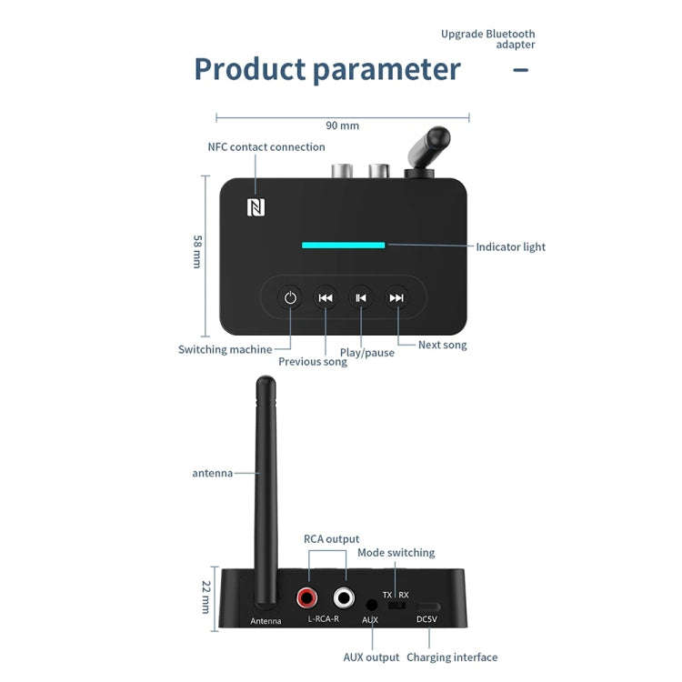 D9 2-in-1 Old-fashioned Audio Car Bluetooth Receiver Transmitter NFC Music Bluetooth Adapter, D9 ...