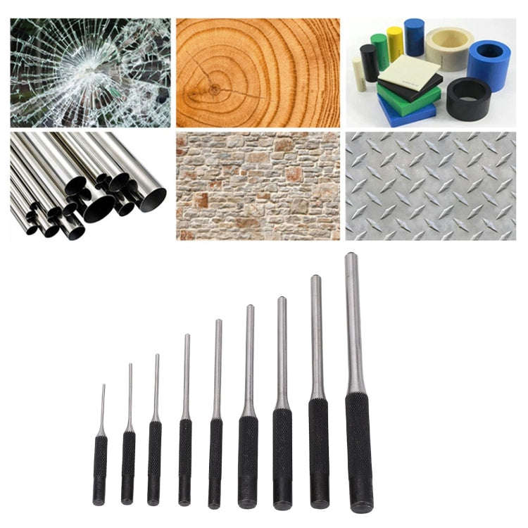 9-in-1 Heavy Duty Roll Pin Punch Set Round Punch Removal Tools, Canvas Packaging, with Hammer