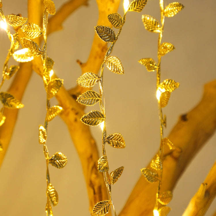 LED Artificial Golden Leaf Vine Light String For Christmas Holiday Decoration, 2m 20 Lights, 3m 3...
