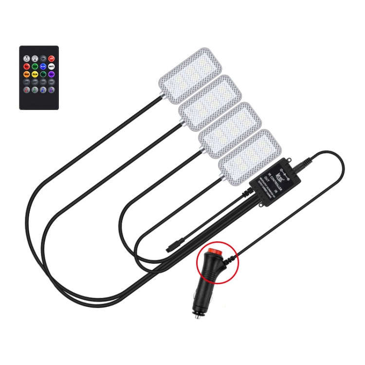 Eight-Color LED Voice Control Car Music Rhythm Atmosphere Light, 5V USB Remote Control, 5V USB AP...