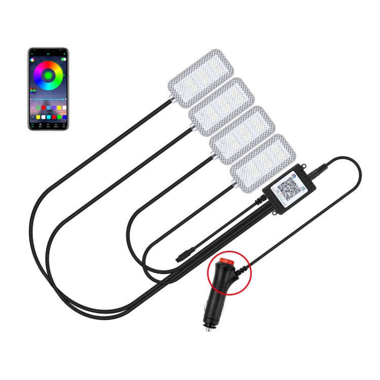 Eight-Color LED Voice Control Car Music Rhythm Atmosphere Light, 5V USB Remote Control, 5V USB AP...
