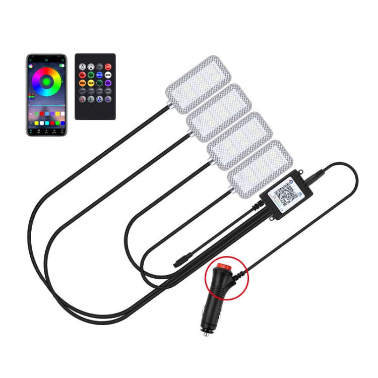 Eight-Color LED Voice Control Car Music Rhythm Atmosphere Light, 5V USB Remote Control, 5V USB AP...
