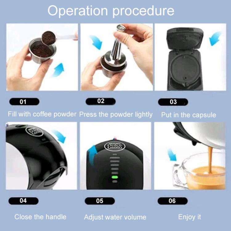 For Dolce Gusto Coffee Maker Stainless Steel Reusable Coffee Capsule Shell, Capsule+Brush And Sco...