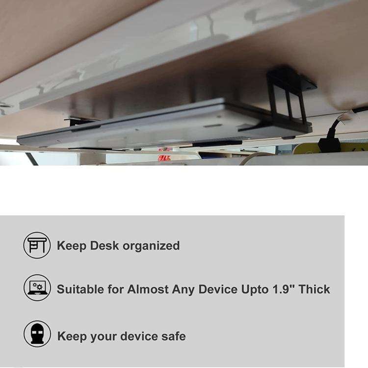Under Desk Laptop Tablet Mini PC Storage Stand Metal Invisible Tray Rack, 4.8cm, 6.8cm