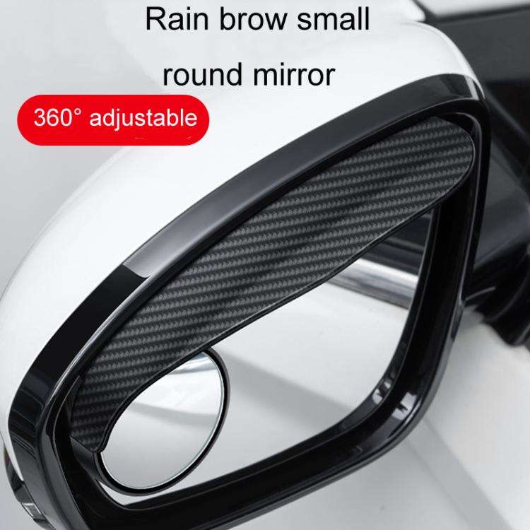 Car Mirror Reversing Shield Rain Brow 2 In 1 Carbon Fiber Reflective Auxiliary Mirror Cover, 2pcs...