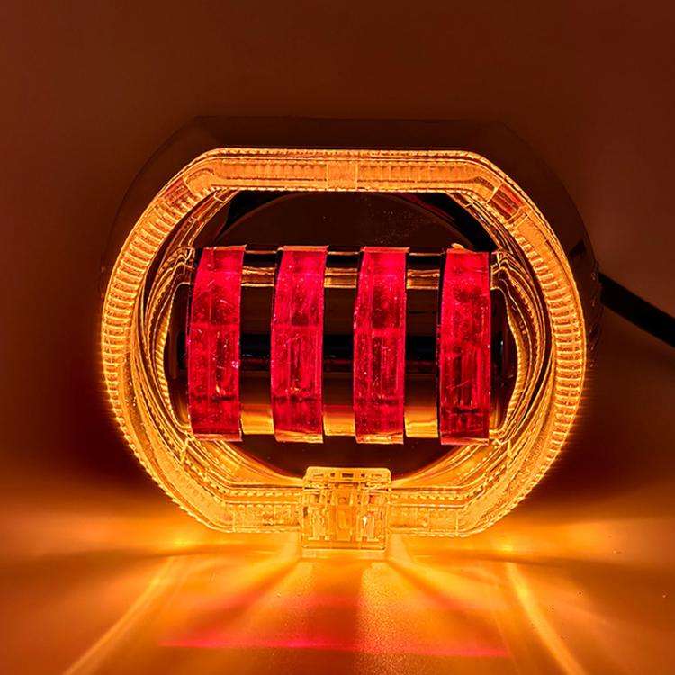 Motorcycle Electric Vehicle General Modification LED Headlight 4 Beads Double Lens Lamps, White A...