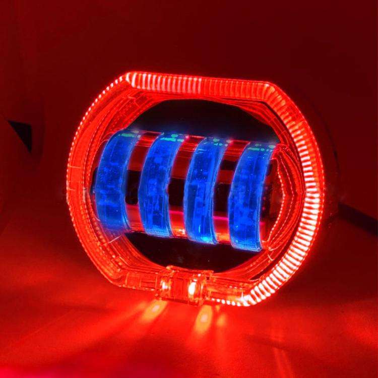 Motorcycle Electric Vehicle General Modification LED Headlight 4 Beads Double Lens Lamps, White A...