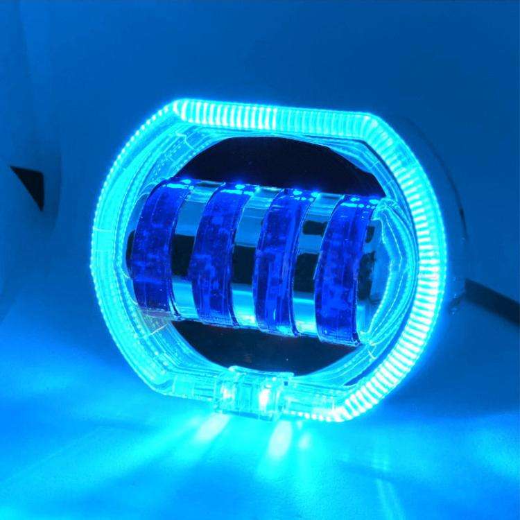 Motorcycle Electric Vehicle General Modification LED Headlight 4 Beads Double Lens Lamps, White A...