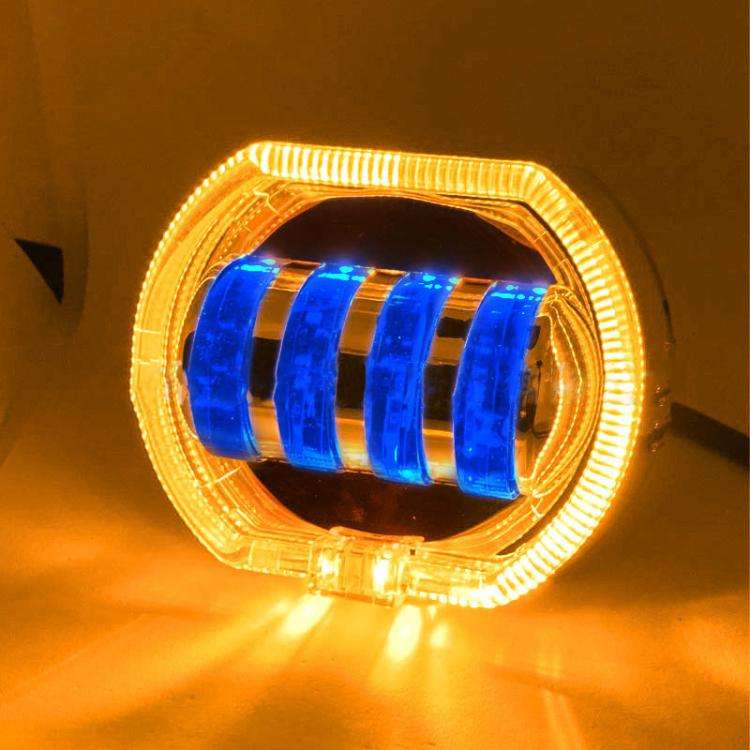 Motorcycle Electric Vehicle General Modification LED Headlight 4 Beads Double Lens Lamps, White A...