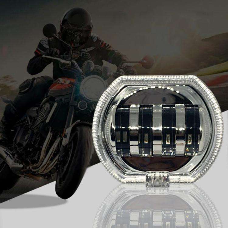 Motorcycle Electric Vehicle General Modification LED Headlight 4 Beads Double Lens Lamps, White A...
