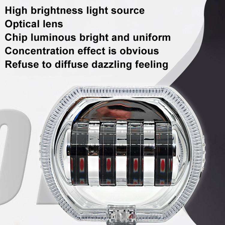 Motorcycle Electric Vehicle General Modification LED Headlight 4 Beads Double Lens Lamps, White A...