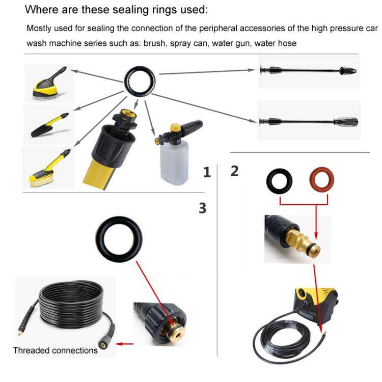 For Karcher K2 / K3 / K4 / K5 / K6 / K7 High Pressure Washer O-Shape Sealing Ring, 24pcs / Set