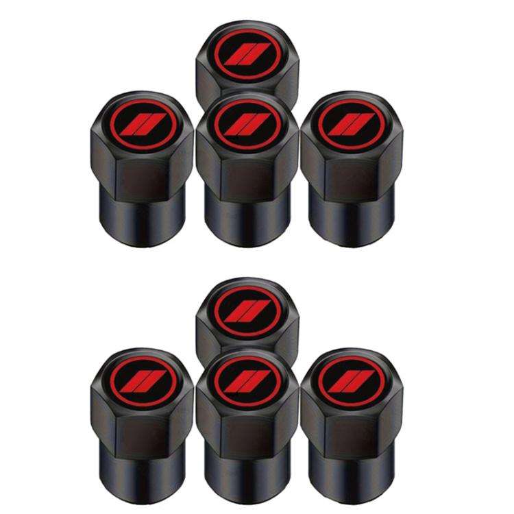2 Sets Car Modification Aluminum Tire Valve Caps, Graphic Model, Alphabet Model, Red Logo, Blue Logo
