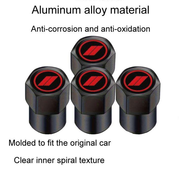 2 Sets Car Modification Aluminum Tire Valve Caps, Graphic Model, Alphabet Model, Red Logo, Blue Logo
