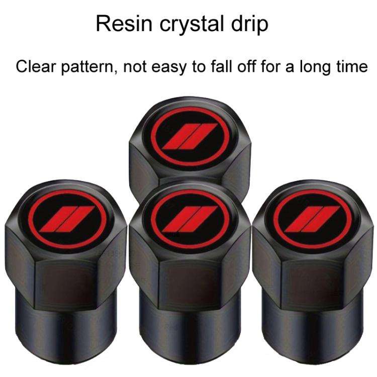 2 Sets Car Modification Aluminum Tire Valve Caps, Graphic Model, Alphabet Model, Red Logo, Blue Logo