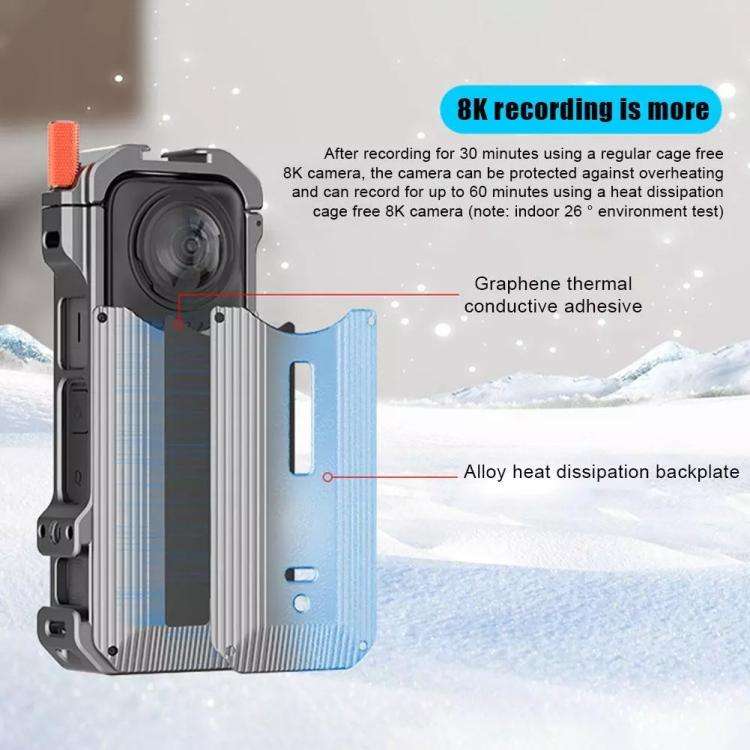 For Insta360 X4 HEPAIL Metal Heat Dissipation Magnetic Rabbit Cage, 0104