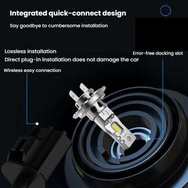 2pcs 6000K Mini Car Plug-in Integrated LED Headlights, H7