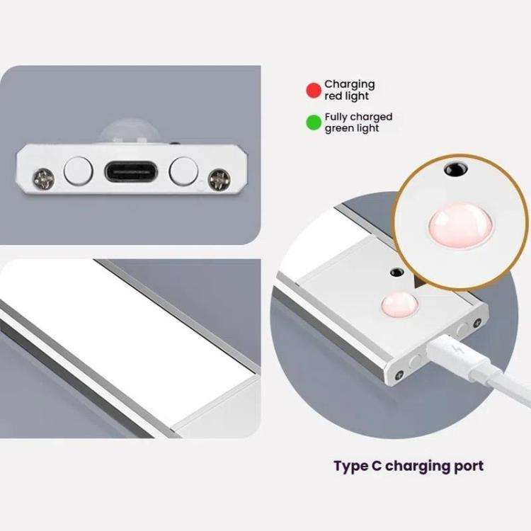 Rechargeable Motion Sensor Light Bar Cabinet Wardrobe Lamp With Remote Control, 20cm Silver, 40cm...