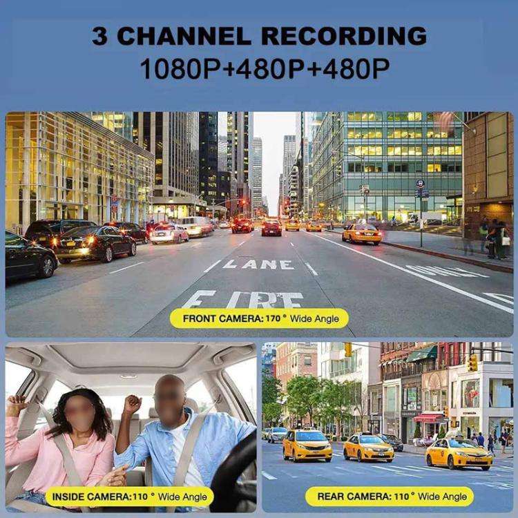 1080P HD Infrared Night Vision XWIFI Interconnected Driving Recorder, Two-recording, Three-recording