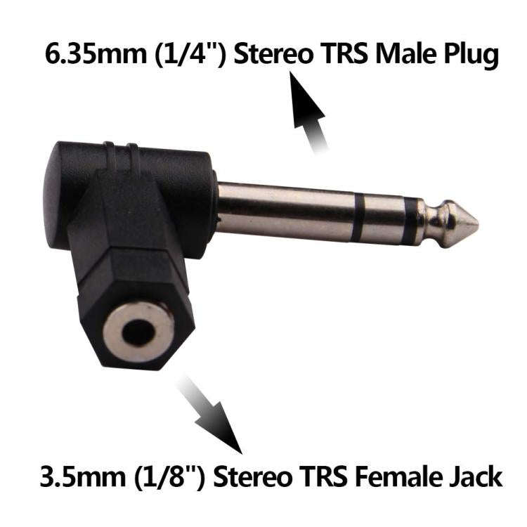 6.35mm To 3.5mm Plug 90 Degree Headphone Microphone Audio Adapter, 6.35mm To 3.5mm