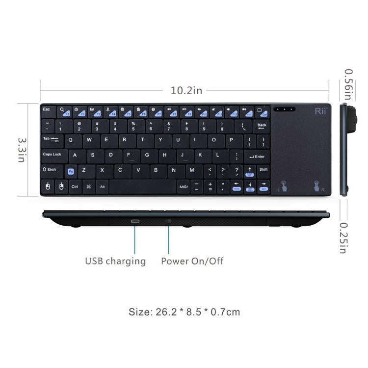 Rii K12+ Office Computer Notebook Silent 2.4GHz Wireless Mini Keyboard