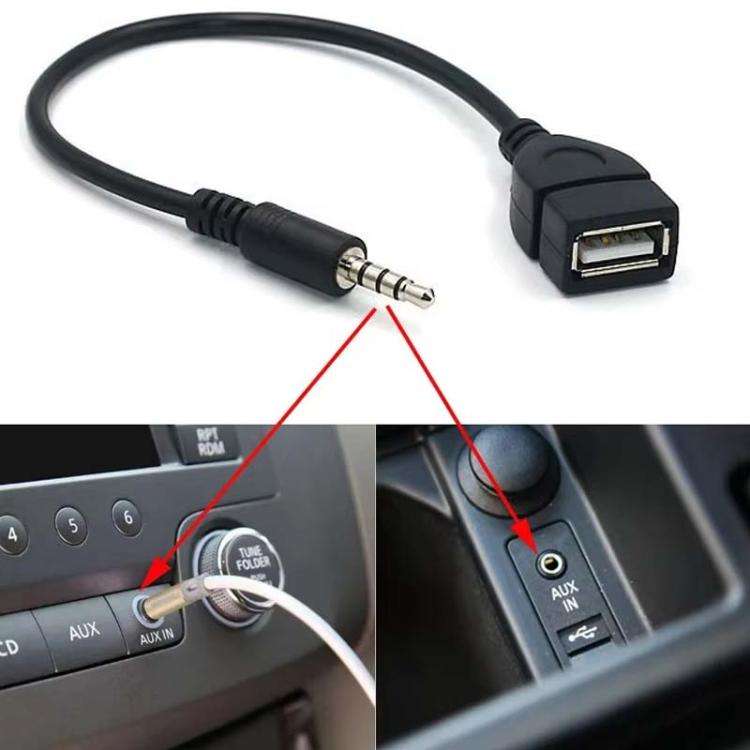 10pcs 3.5mm Male Round Head To USB 2.0 Female USB Disk Car MP3 Data Transmission Cable, 10pcs