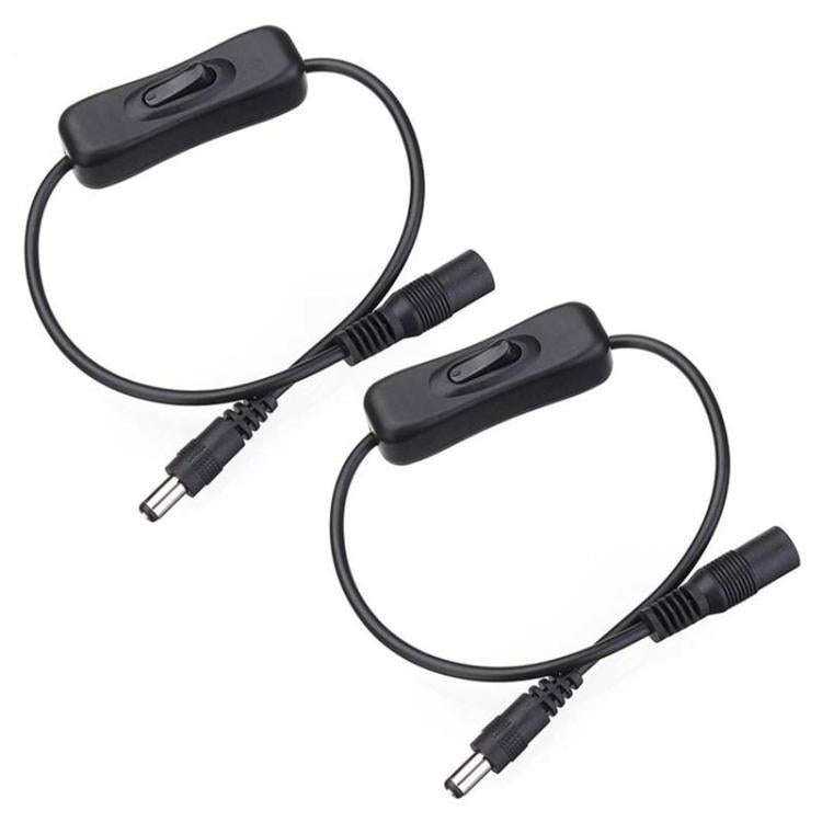 2pcs 5.5x2.1mm Male Female Connection Cable DC Switch Cable 304 Switch Power Cable, Key switch(Bl...
