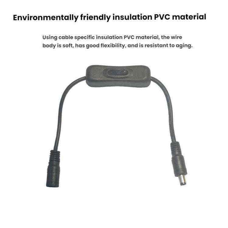 2pcs 5.5x2.1mm Male Female Connection Cable DC Switch Cable 304 Switch Power Cable, Key switch(Bl...