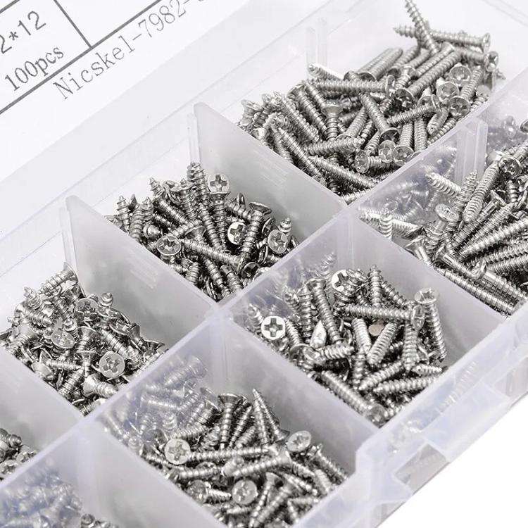 800pcs /Set Metric M2 Carbon Steel Phillips Self-Drilling Screw Kit, 800pcs /Set Round Head, 800p...