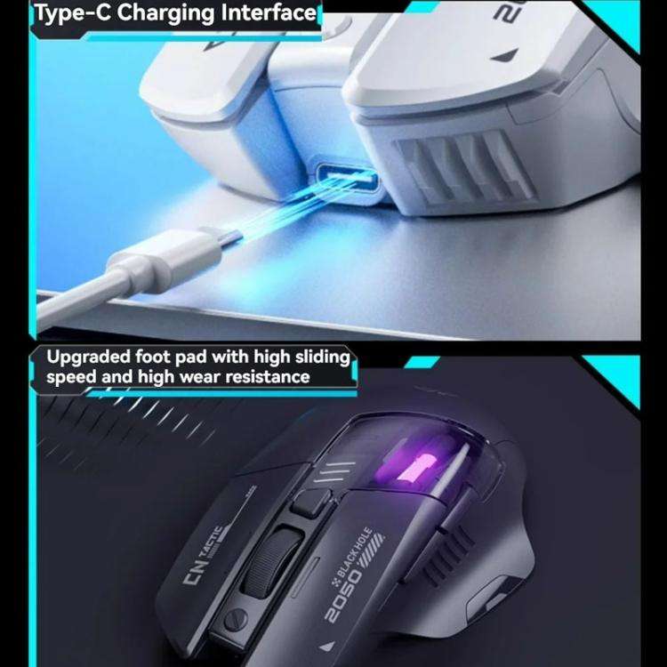 Inphic Bluetooth Wireless Mouse Office & Gaming LED Charging Mice, Dual Mode White, Tri-Mode Blac...