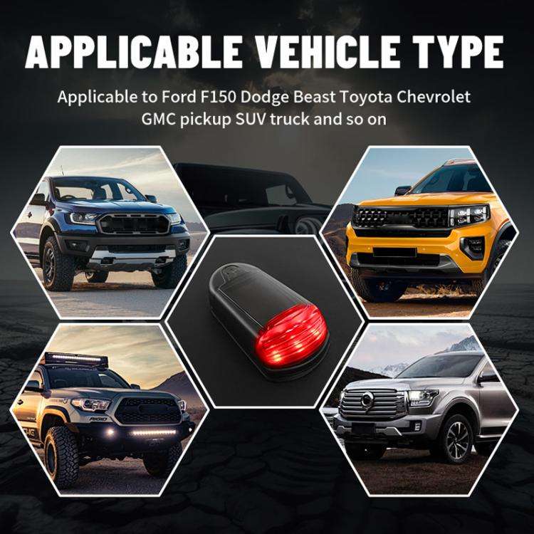 Solar-Powered Roof Warning Light LED Roof Strobe Light For Trucks Pickups, Transparent Yellow Lig...