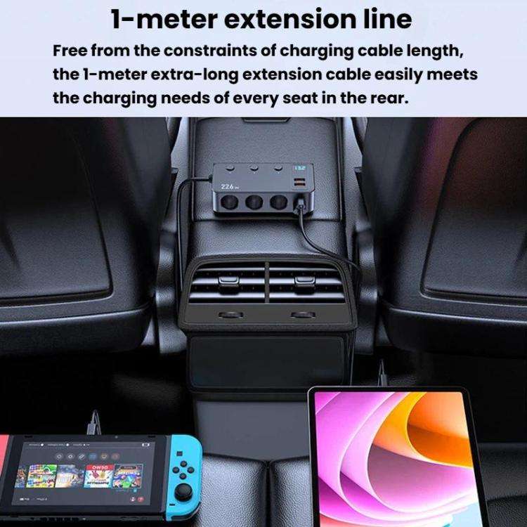 226W 3 In 1 Car Cigarette Lighter Digital Display PD Fast-Charging Car Charger, C33