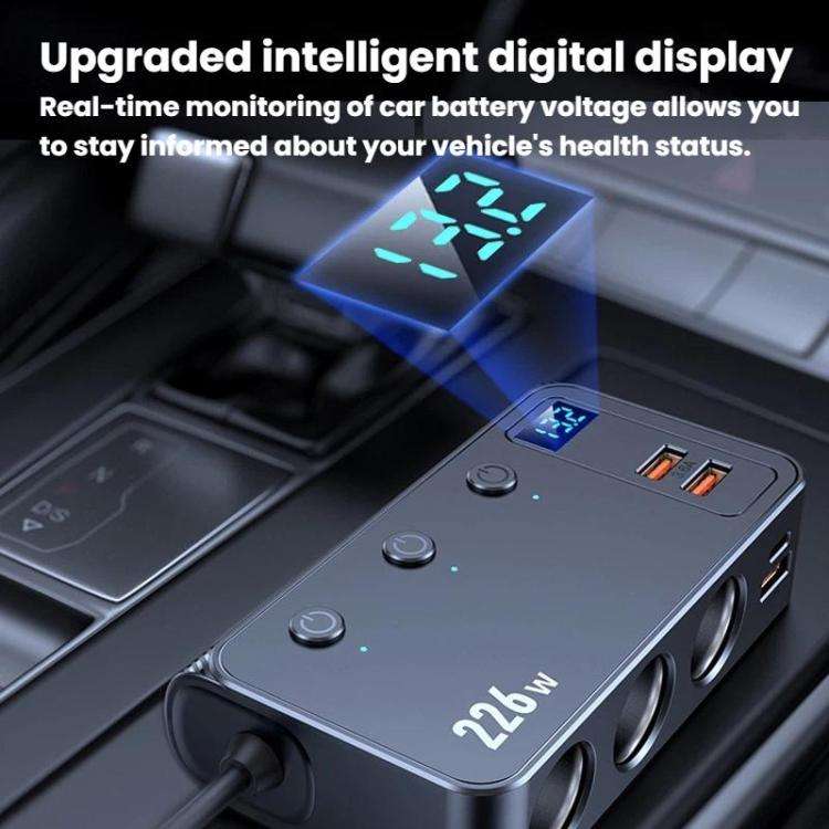 226W 3 In 1 Car Cigarette Lighter Digital Display PD Fast-Charging Car Charger, C33