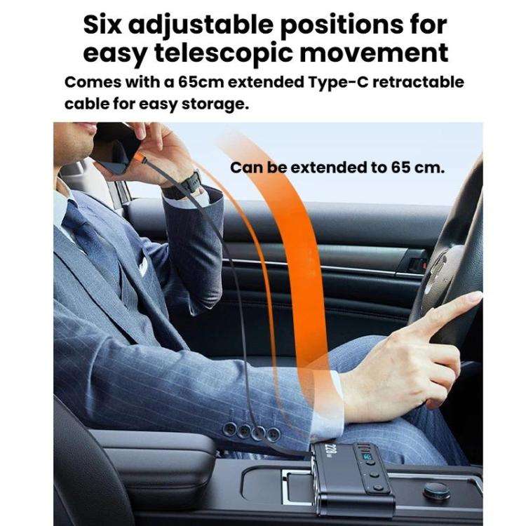 228W Car Cigarette Lighter Retractable Cable 3 In 1 Fast-Charging Car Charger With Independent Sw...
