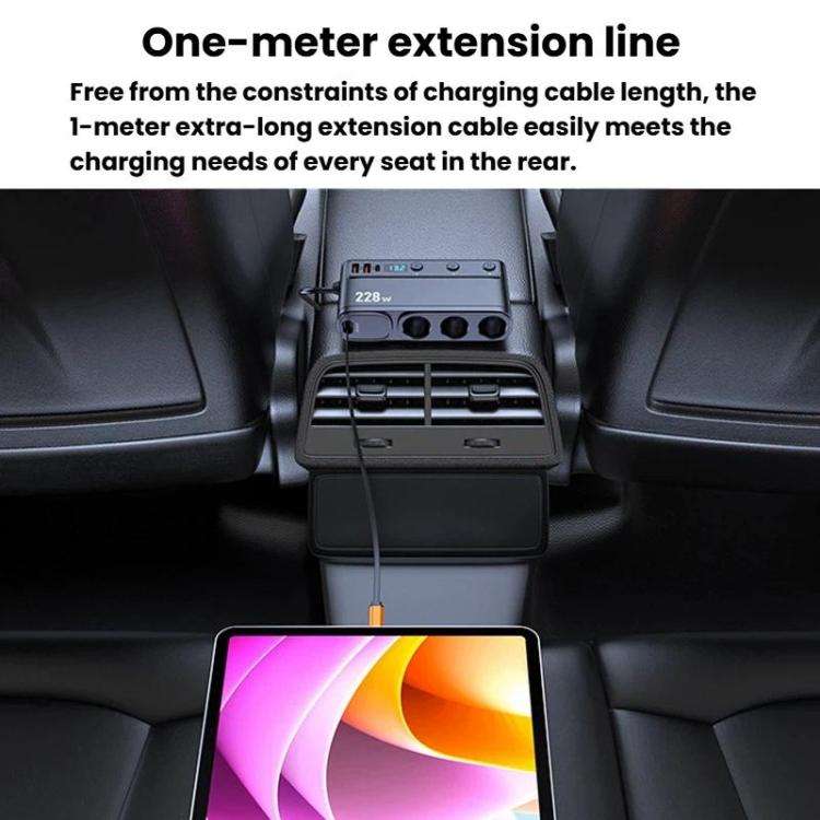 228W Car Cigarette Lighter Retractable Cable 3 In 1 Fast-Charging Car Charger With Independent Sw...