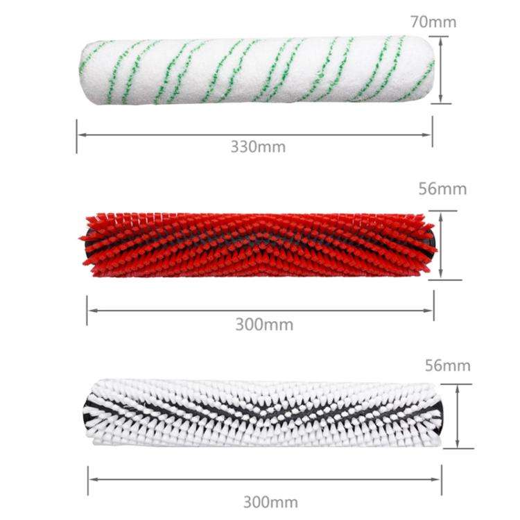 Floor Scrubber Roller Brush Replacement Part For Karcher BR30/4C, White Soft Bristle Brush, Red N...