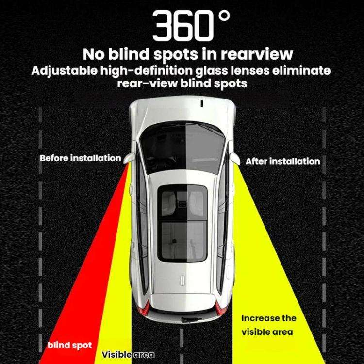 360 Degree Adjustable Wide-Angle Blind Spot Assist Mirror For Cars, Black Left, Black Right, Whit...