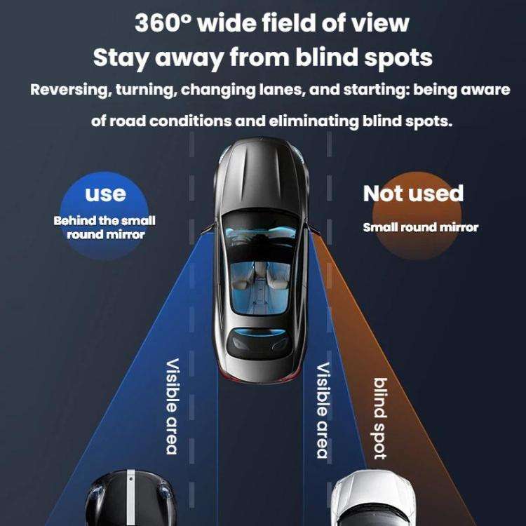 Car Suction Cup Type 360-Degree Adjustable Wide-View Reversing Mirror, Silver Pattern, Black Patt...