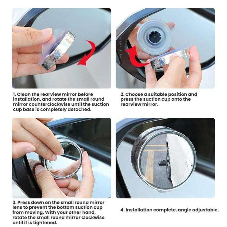 Car Suction Cup Type 360-Degree Adjustable Wide-View Reversing Mirror, Silver Pattern, Black Patt...