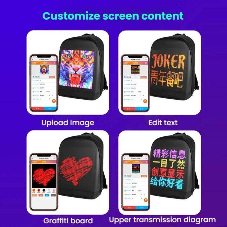 LED Illuminated Backpack Waterproof Casual Sports Student Bag
