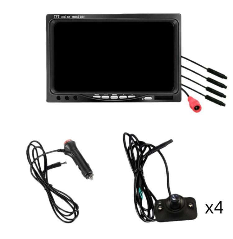 7 inch 4-split Car Display + 4 Light Sensitive 360 Degree Panoramic Reversing Cameras, LED Versio...