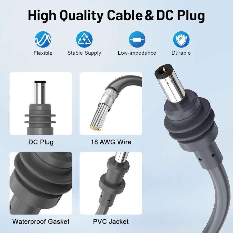 3 in 1 Mini Car DC Charger Power Cord, 3m