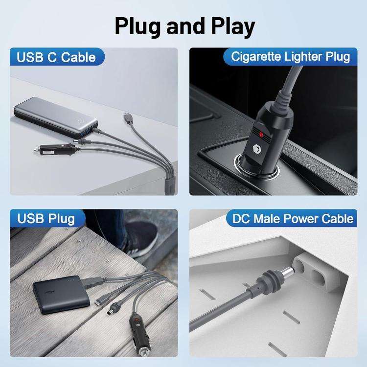 3 in 1 Mini Car DC Charger Power Cord, 3m