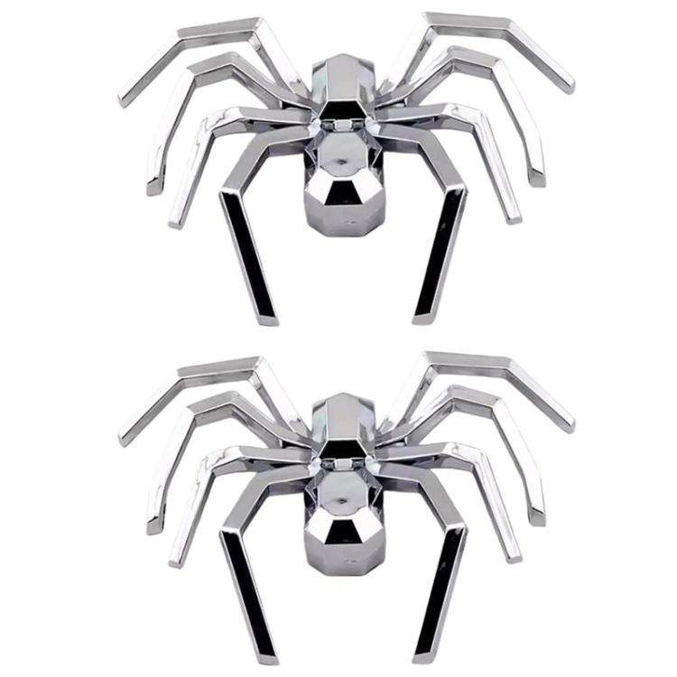 2pcs General Car Metallic Spider Emblem 3D Car Decorative Sticker, Metallic Spider