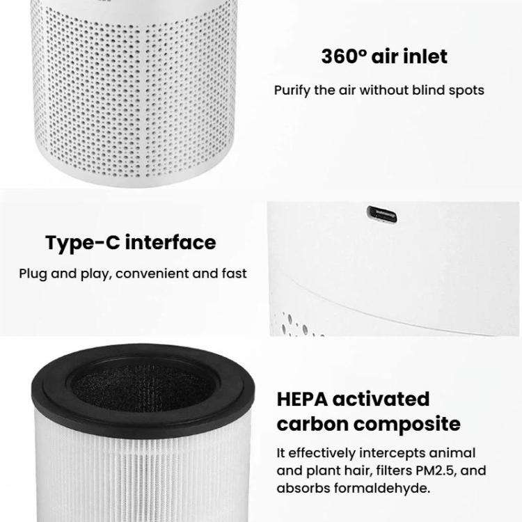 K802-1 Home Touch-Control Air Purifier With Low Noise & LED Light Odor-Eliminating Aromatherapy A...
