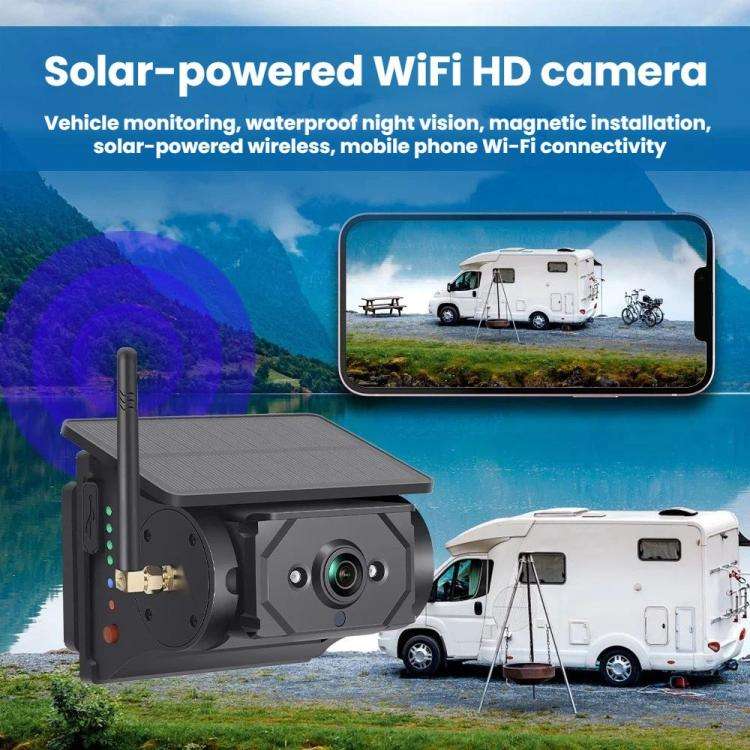 Wireless WIFI Magnetic Solar-powered Car Recorder Reversing HD Camera, F25